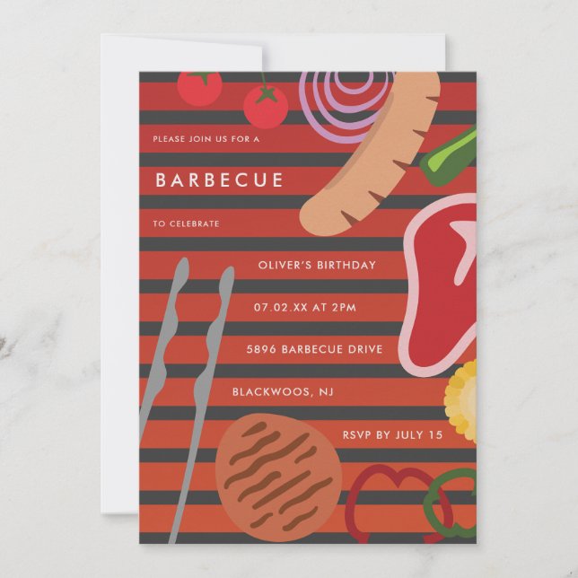 Invitación Parrilla para barbacoa en el patio trasero (Anverso)
