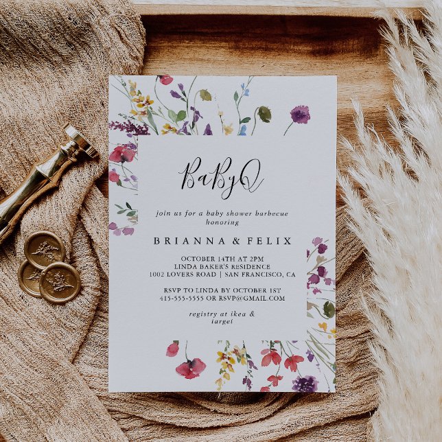 Invitación Parrillada Baby Shower BabyQ salvaje de color clás (Subido por el creador)