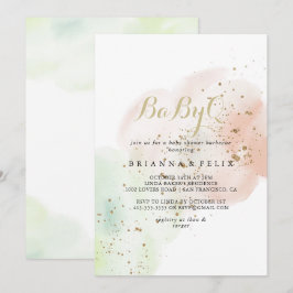 Invitación Parrillada Baby Shower Gold Confetti BabyQ