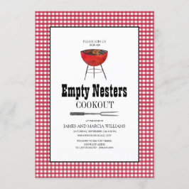 Invitación Parrillada Barbacoa para Nidos Vacíos de Rojo y Bl
