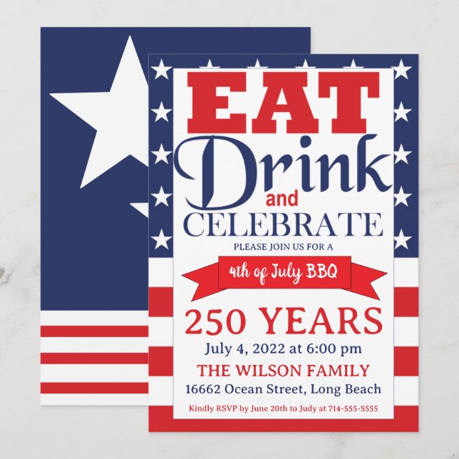 Invitación Parrillada de 250 años de independencia (Anverso / Reverso)