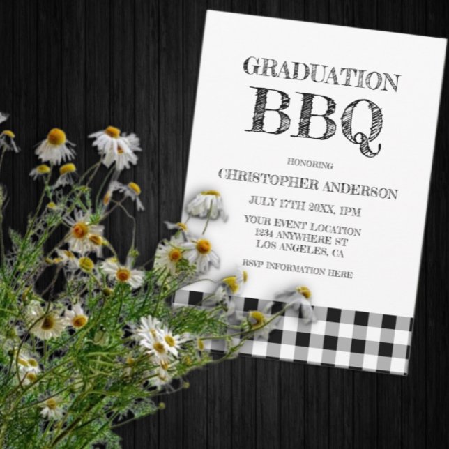 Invitación Parrillada de graduación a cuadros (Subido por el creador)