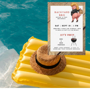Invitación Parrillada divertida en el patio trasero y fiesta 