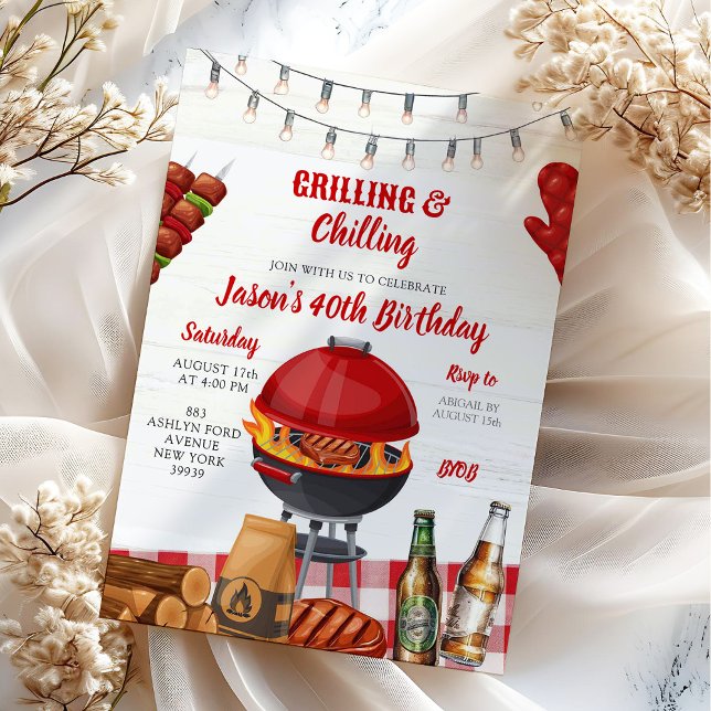 Invitación Parrillada en el patio trasero de cumpleaños (Subido por el creador)