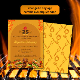 Invitación Parrillada Española para Hombres Cumpleaños de Cua