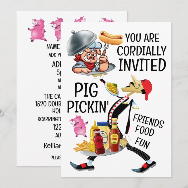 Invitación Parrillada / Fiesta del Cerdo (Anverso / Reverso)