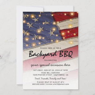 Invitación Parrillada Patriótica   Barbacoa en el patio trase