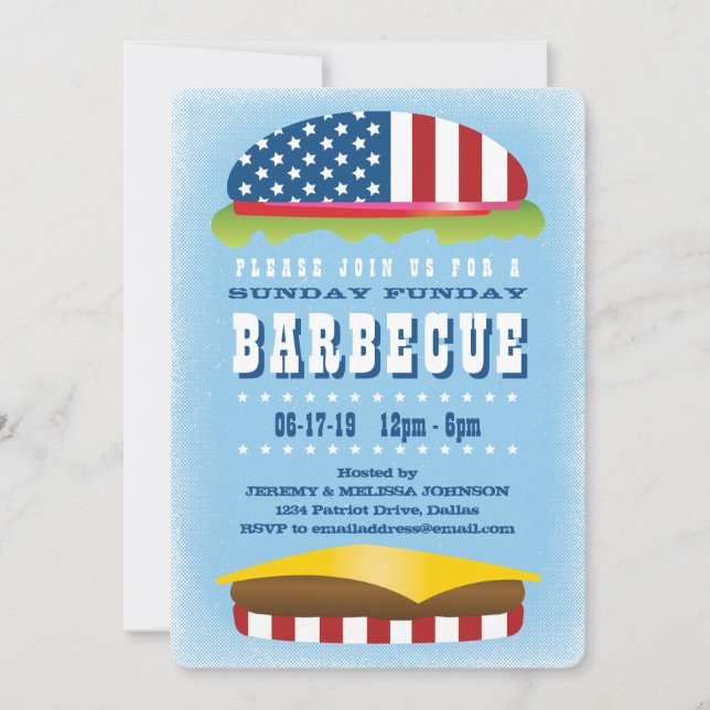 Invitación Parrillada Patriótica Burger del domingo (Anverso)