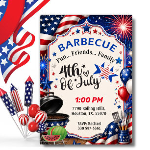 Invitación Parrillada Patriótica Cuatro De Julio