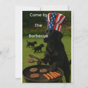 Invitación Parrillada Patriótica de Verano con Labrador Negro