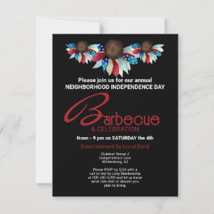 Invitación Parrillada Patriótica Flores Medias en Borde Super