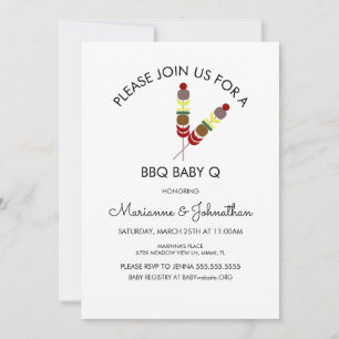 Invitación Parrillada Simple para Baby Shower Brochetas de Ba