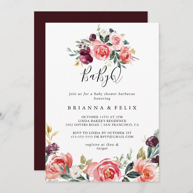 Invitación Parrillada tropical colorida BabyQ Baby Shower (Anverso / Reverso)