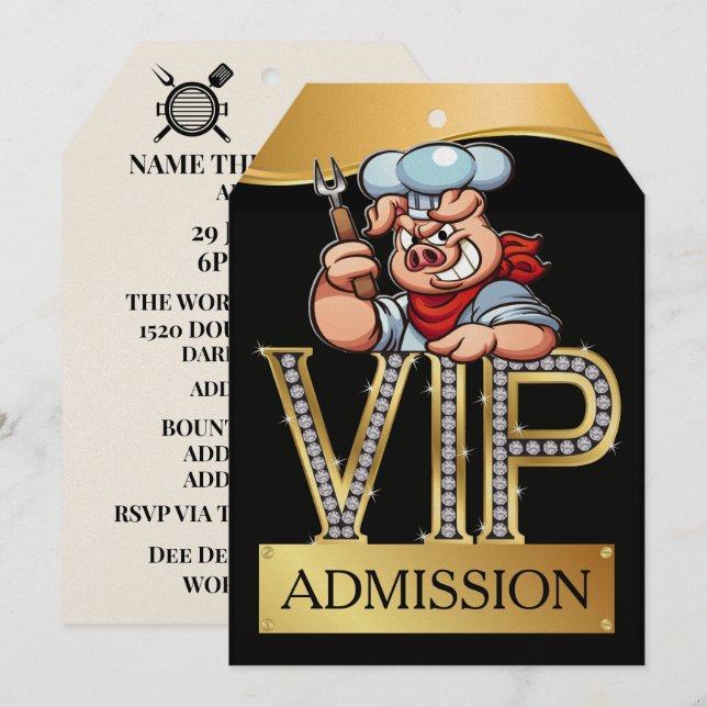 Invitación Parrillada VIP / Cerdo al Pickin' (Anverso / Reverso)