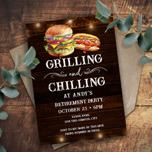 Invitación Parrillada y escalofriante Jubilación Casual BBQ
