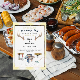 Invitación Parrillada y Fijación de Cuerno Amarillo para Pare