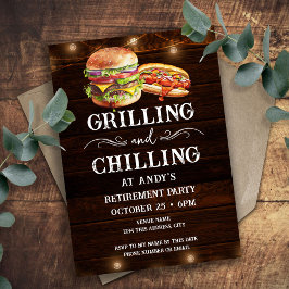 Invitación Parrillada y Relajación BBQ Casual de Jubilación 