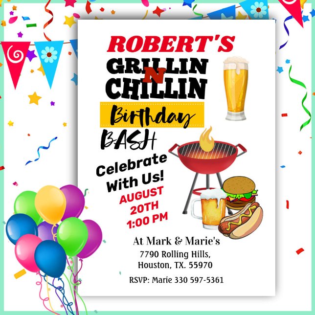 Invitación Parrillada y Relajo Cerveza de Cumpleaños BBQ, Ham (Subido por el creador)