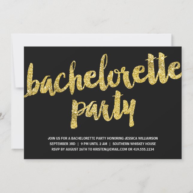 Invitación Parrillas de oro| Fiesta de la Bachelorette de Pur (Anverso)