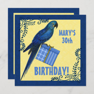 Invitación Parroquia de Macao azul y amarillo de cumpleaños