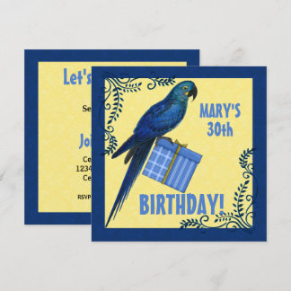 Invitación Parroquia de Macao azul y amarillo de cumpleaños