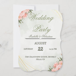 Invitación Parte de Boda con Lilas Rosadas Elegantes y Geomet