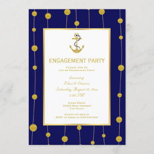 Invitación parte de compromiso de boda náutico de anclaje de 