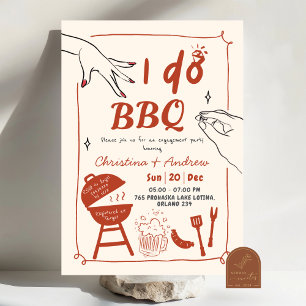 Invitación Parte de compromiso de la parrilla de mano dibujad