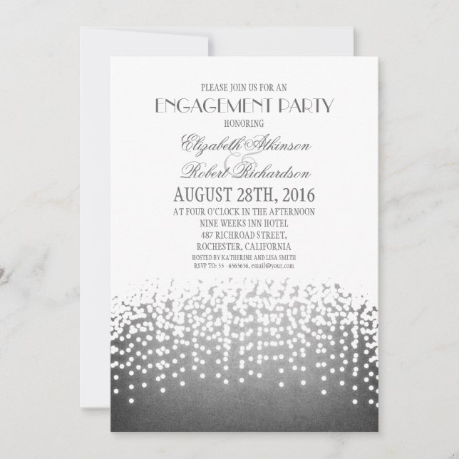 Invitación parte de compromiso elegante de cadenas (Anverso)