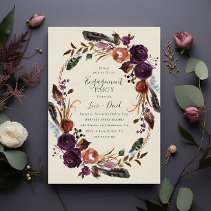 Invitación Parte de compromiso floral Plum Harvest