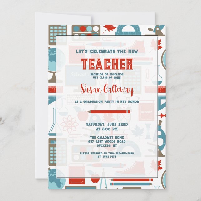Invitación Parte de graduación de docentes de elementos escol (Anverso)