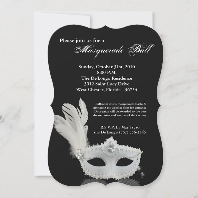 Invitación Parte de Halloween de la máscara de bolas de la ma (Anverso)