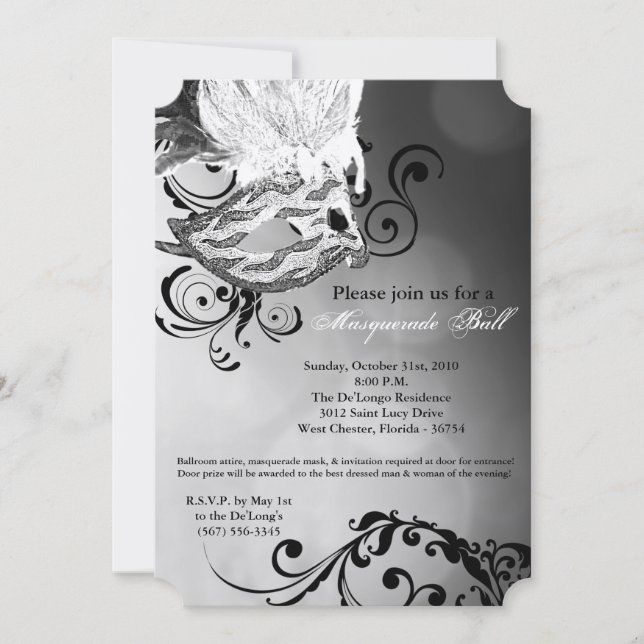Invitación Parte de Halloween de la máscara de bolas de la ma (Anverso)