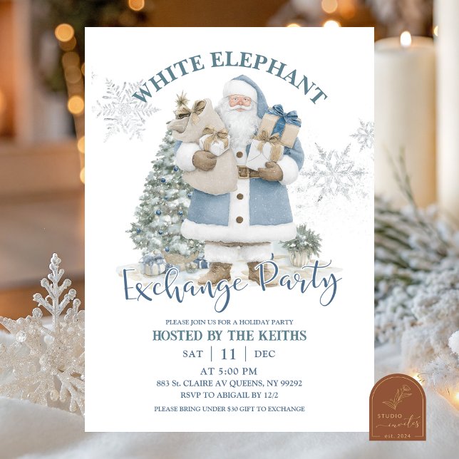 Invitación Parte de intercambio de elefante blanco de Navidad (Subido por el creador)