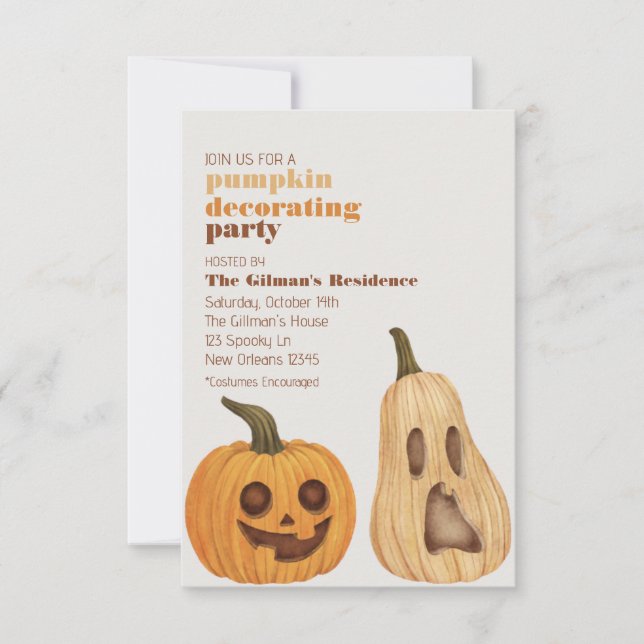 Invitación Parte decorativa de calabaza de Halloween Invita (Anverso)