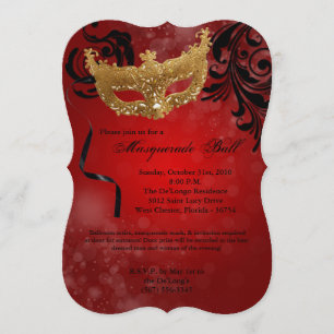 Invitación Parte Halloween de la máscara de bolas de la masca