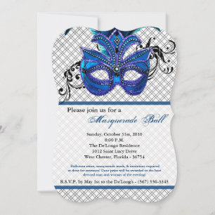Invitación Parte Halloween de la máscara de bolas de la masca