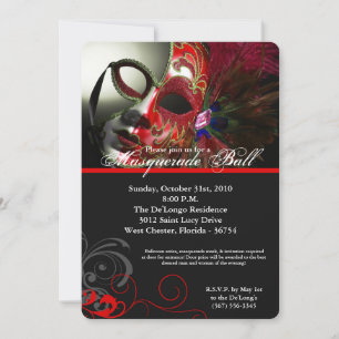 Invitación Parte Halloween de la máscara de bolas de la masca