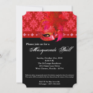 Invitación Parte Halloween de la máscara de bolas de la masca