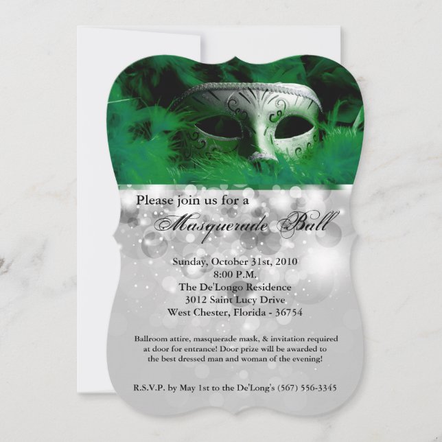 Invitación Parte Halloween de la máscara de bolas de máscaras (Anverso)