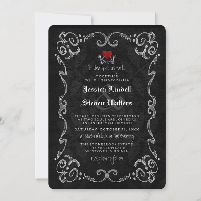 Invitación PARTE POSTERIOR de la RECEPCIÓN Info de la MUERTE (Anverso)
