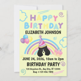 Invitación Parti Poodle Birthday Invitation in Yellow