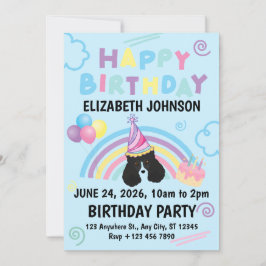 Invitación Parti Poodle Birthday Party Invitation Blue
