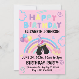 Invitación Parti Poodle Birthday Party Invitation Pink