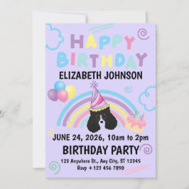 Invitación Parti Poodle Birthday Party Invitation Purple