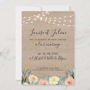 Invitación Participación de matrimonio campestre baile al