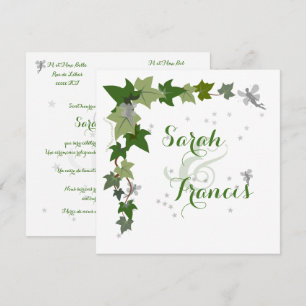 Invitación participación de matrimonio hiedra y de hadas