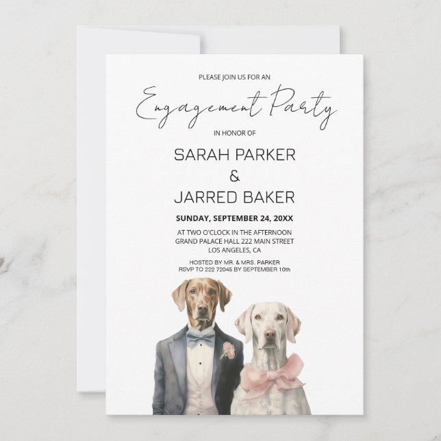 Invitación Participación de perros novios y novios (Anverso)