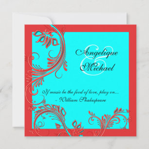 Invitación Participación en el aniversario del boda azul rojo