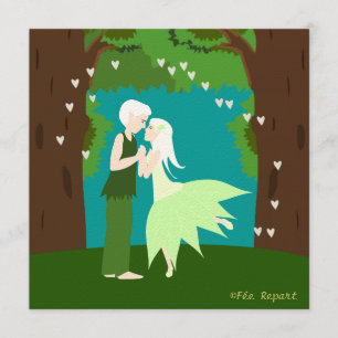 Invitación Participación matrimonio acopló de elfos corazón
